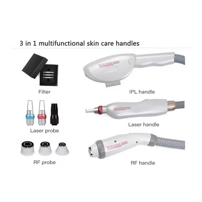 3 in 1 Laser Machine for Hair Removal + Tattoo Removal + E-Light Skin Rejuvenation