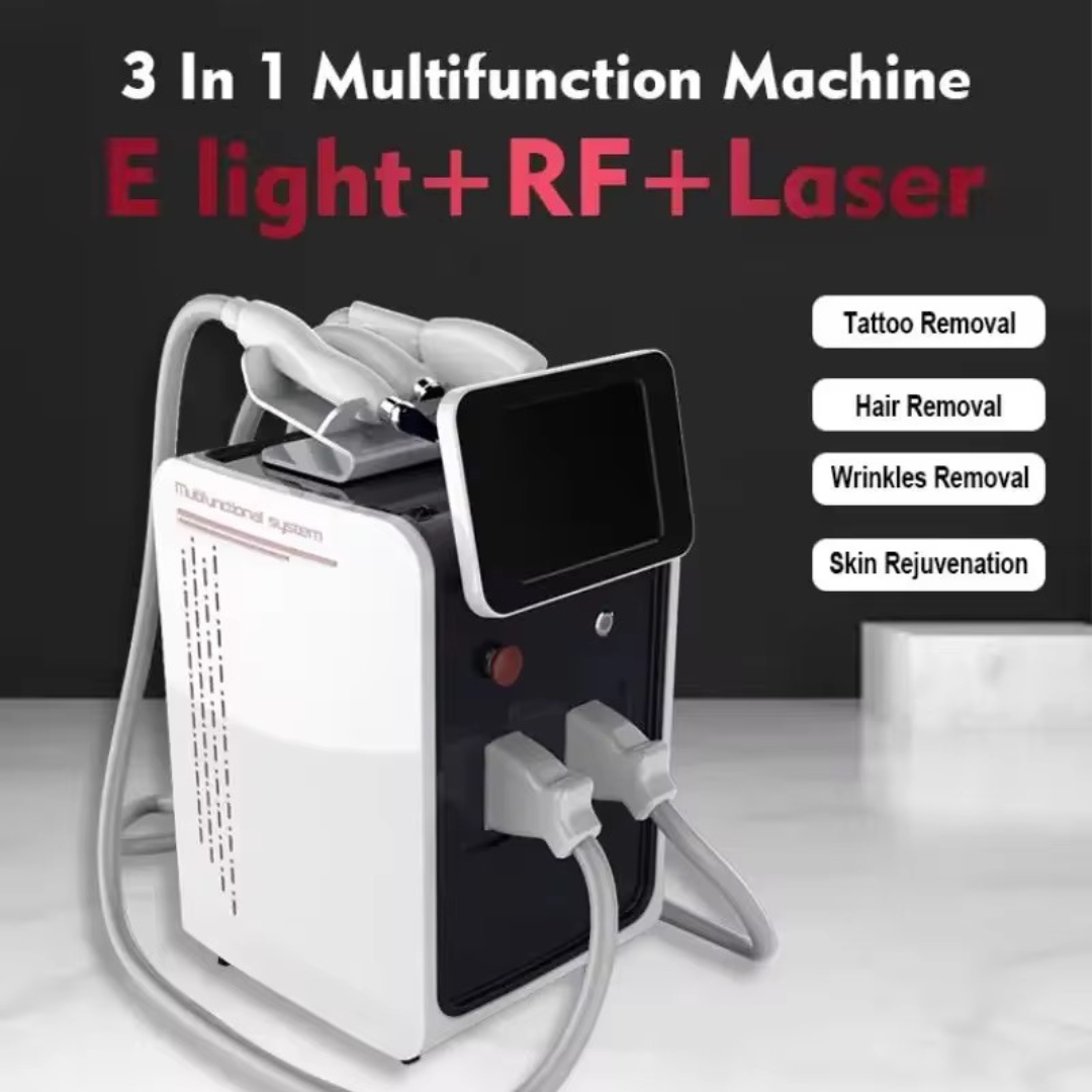 3 in 1 Laser Machine for Hair Removal + Tattoo Removal + E-Light Skin Rejuvenation